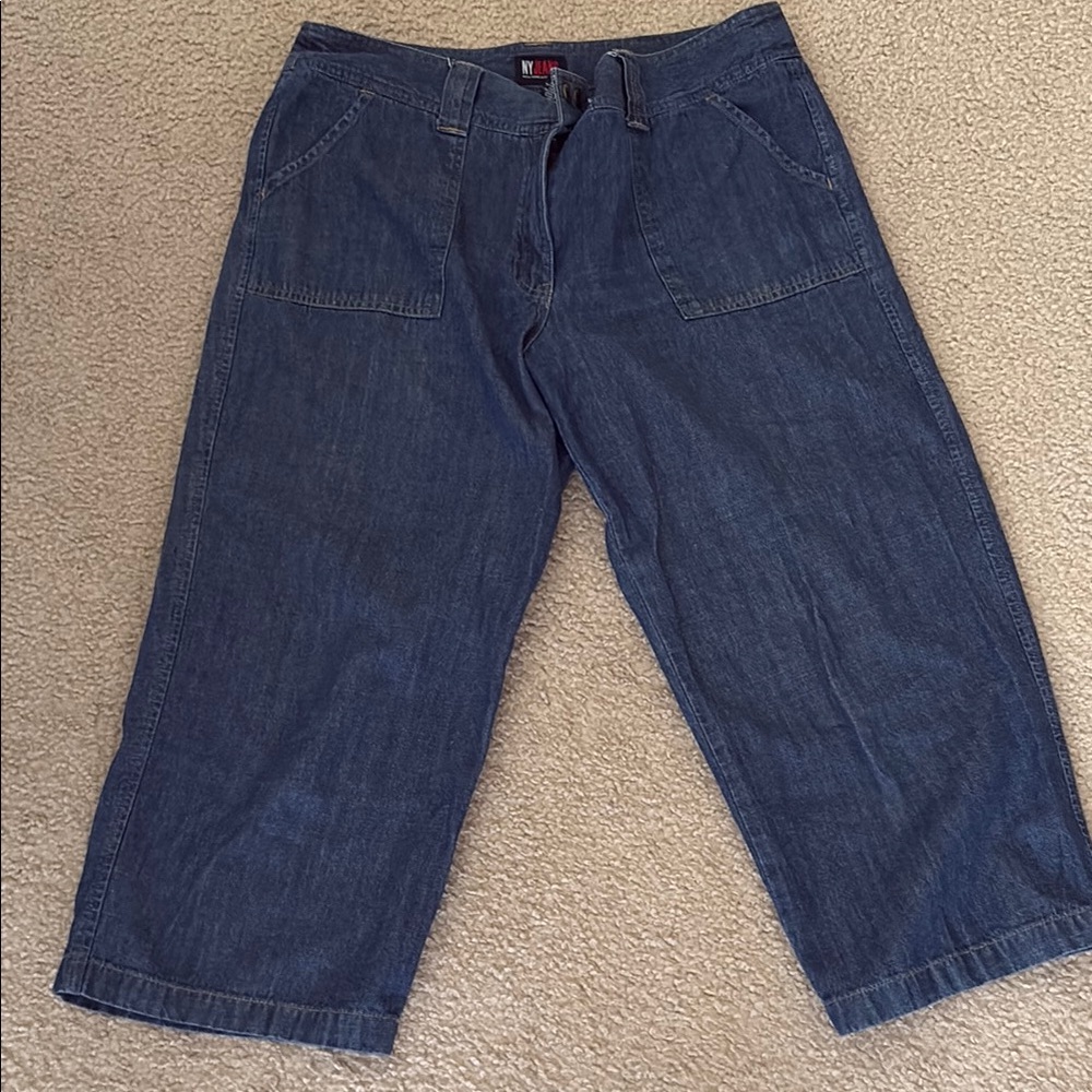 New York & Company Blue Ankle Cropped Jeans